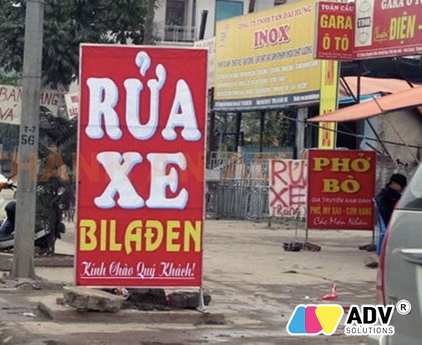 Bảng biển hiệu rửa xe máy bạt hiflex tiết kiệm chi phí