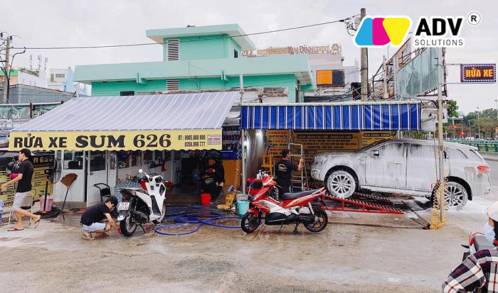 Bảng hiệu quảng cáo rửa xe máy phổ biến