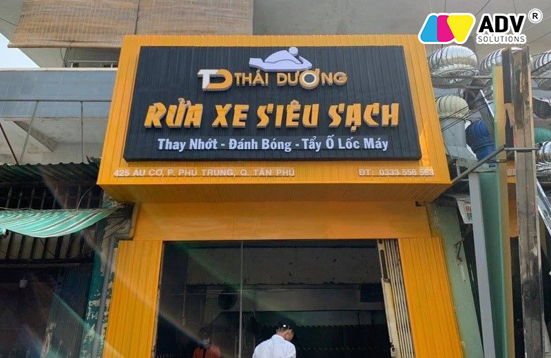 Mẫu bảng hiệu rửa xe máy alu bền bỉ
