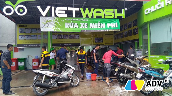 Mẫu bảng hiệu rửa xe máy Việt Wash